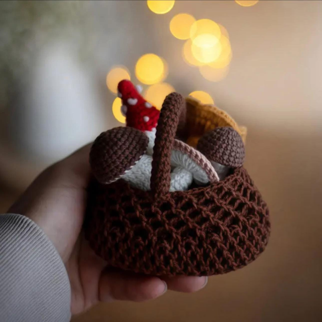 Hand-Crocheted Toadstool & Basket Set