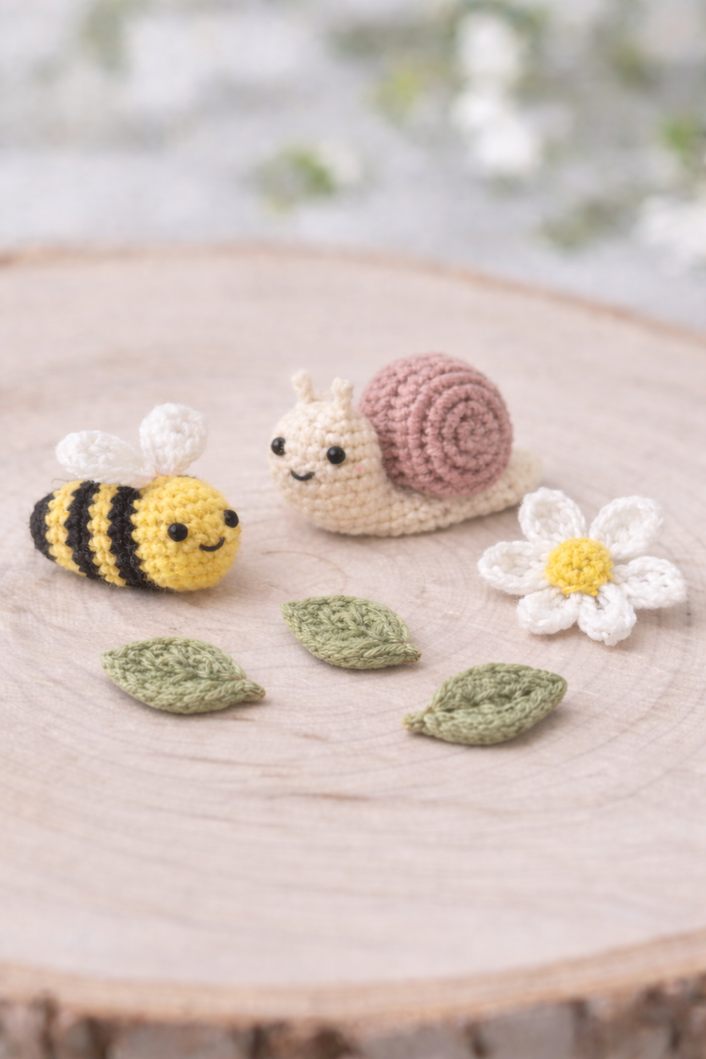 Handmade Crochet Spring Foraging Basket Set