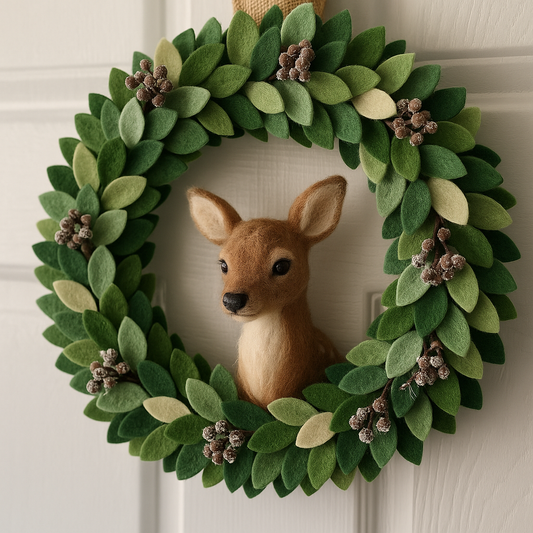 Felt Deer Christmas Wreath