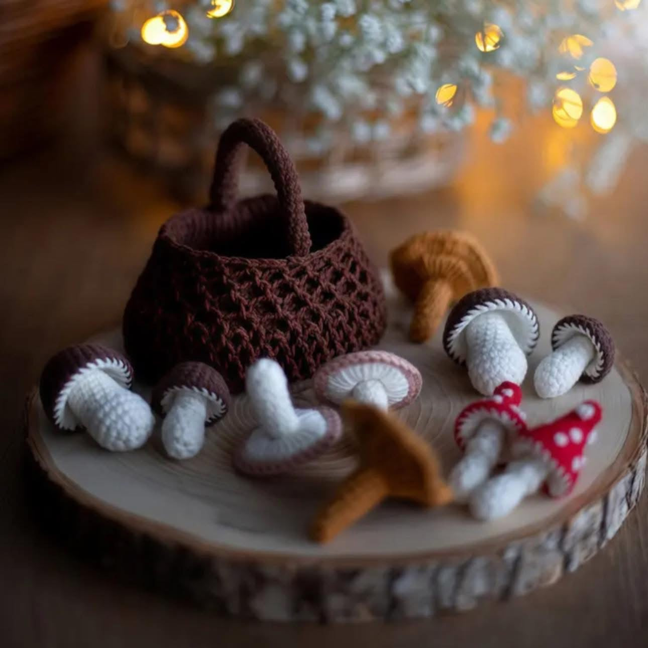 Hand-Crocheted Toadstool & Basket Set