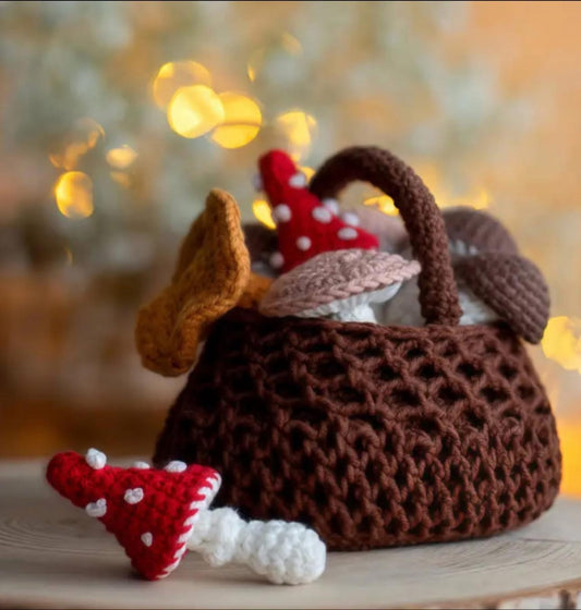 Hand-Crocheted Toadstool & Basket Set