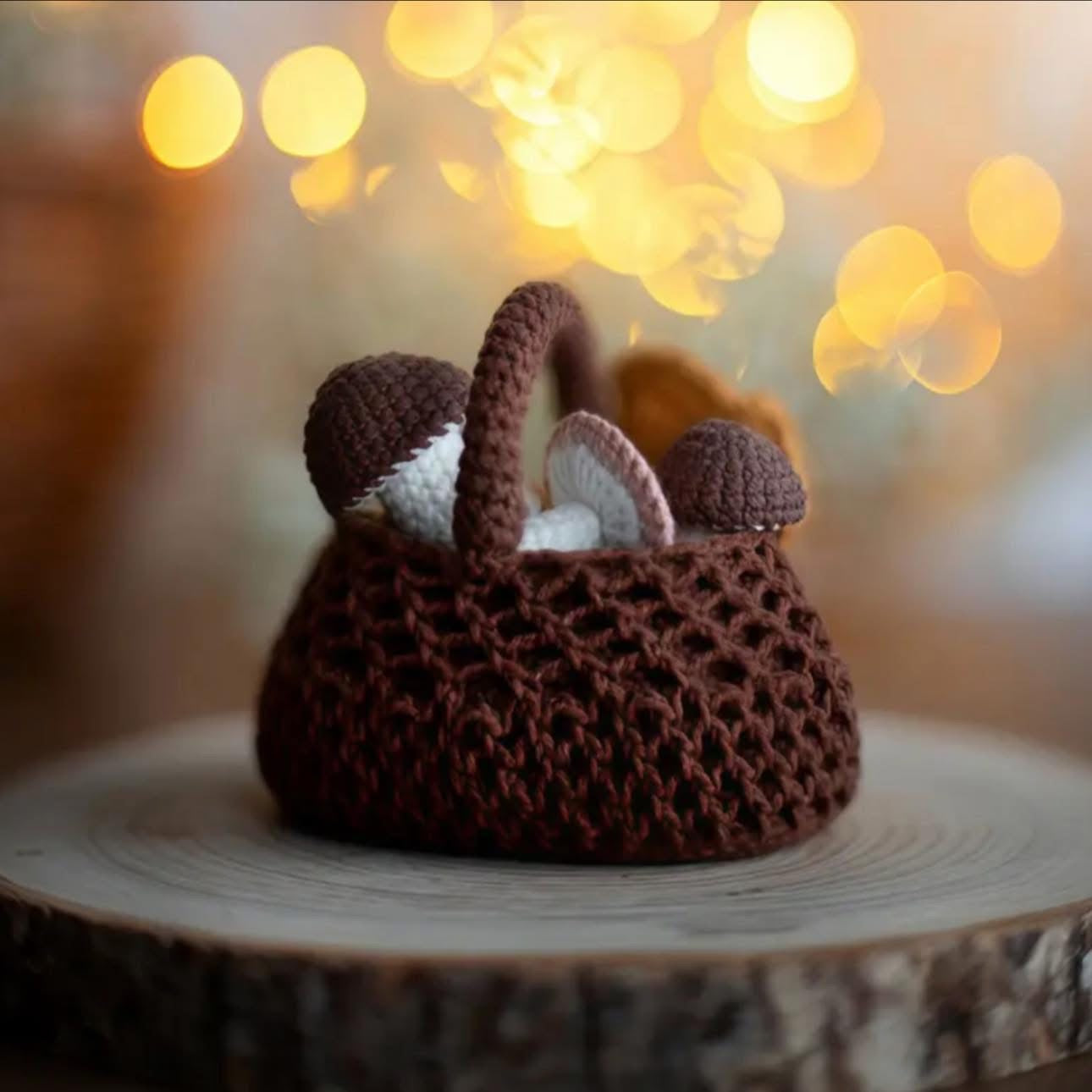 Hand-Crocheted Toadstool & Basket Set